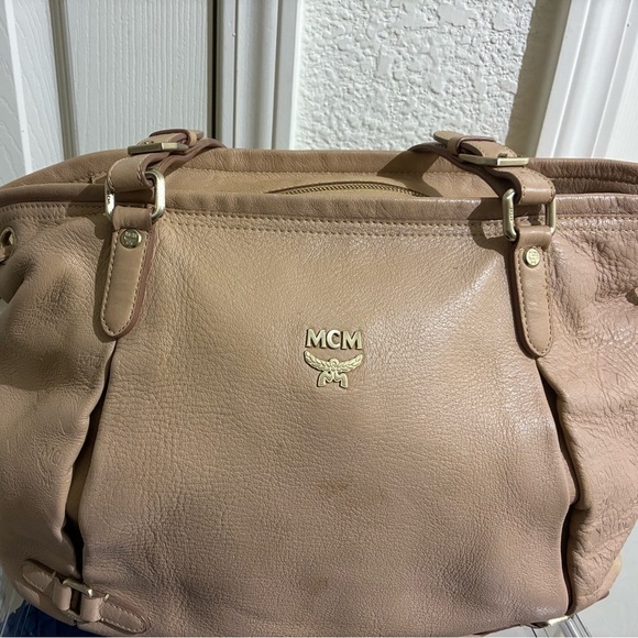 MCM Handbags - MCM Beige Leather Shoulder Bag